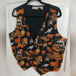 Basic Editions Black Halloween Novelty Vest Teacher Pumpkin